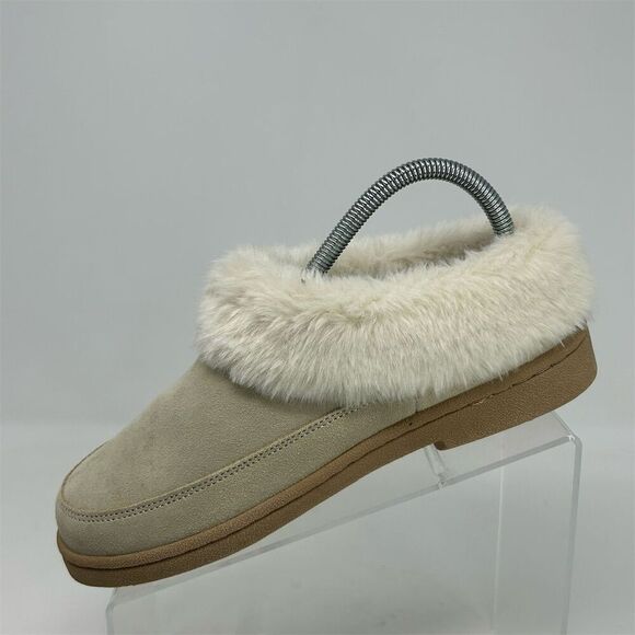 Clarks Women's Beige White Faux Fur Lined Clog Slippers Size 8 M Casual Slip On - Picture 4 of 13